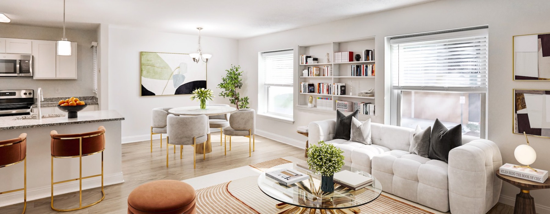 living room with furniture and windows