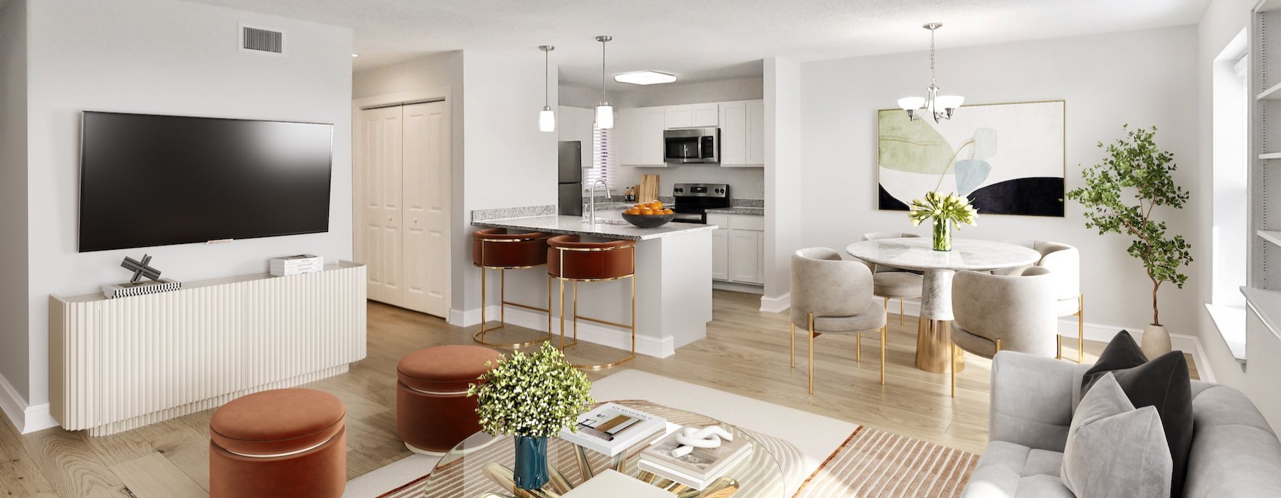 Open space living area with natural lighting